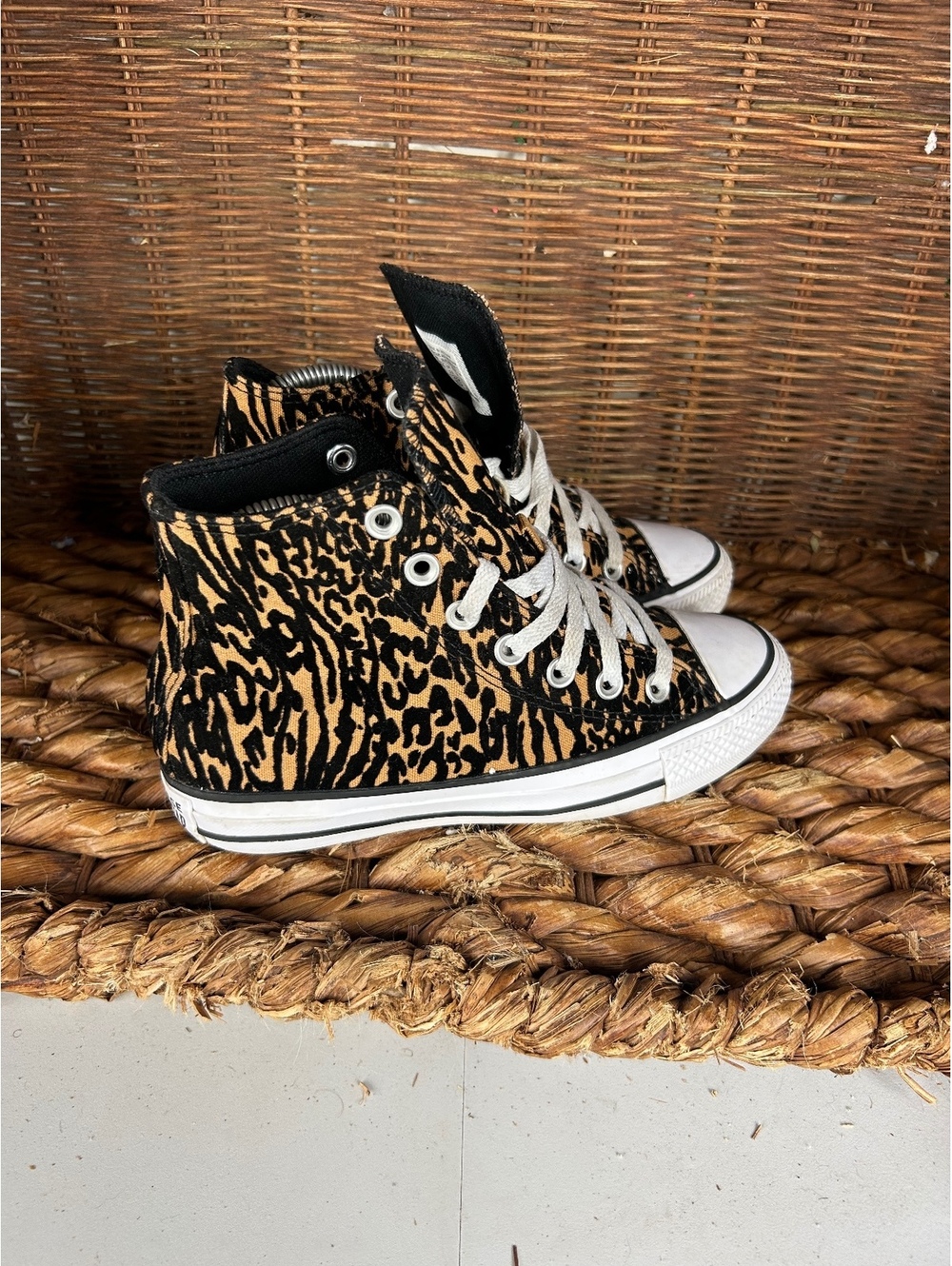 Converse high top leopard print sneakers